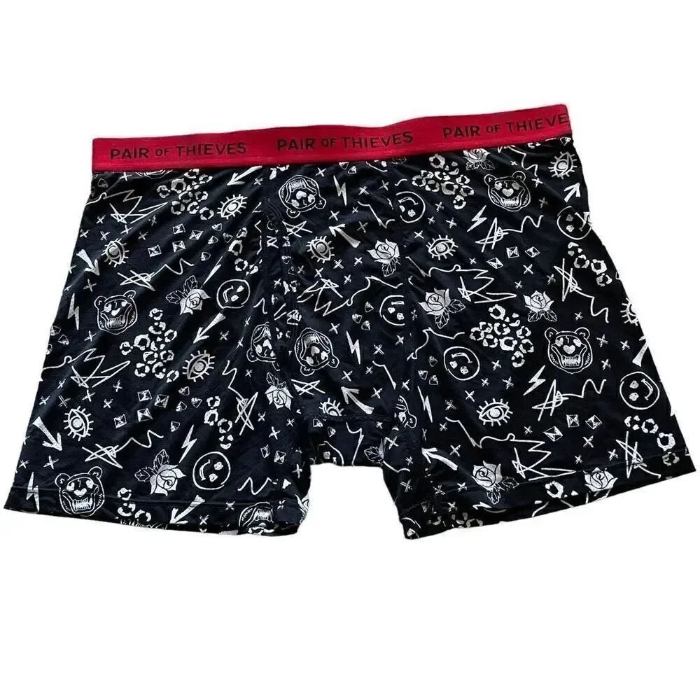 Pair of Thieves Men's Super Soft Boxer Briefs -Black/White SZ M #1534